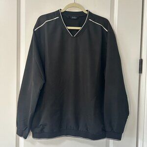 Men's Walter Hagen Black Wind Shirt Long Sleeve V Neck Size XL EUC